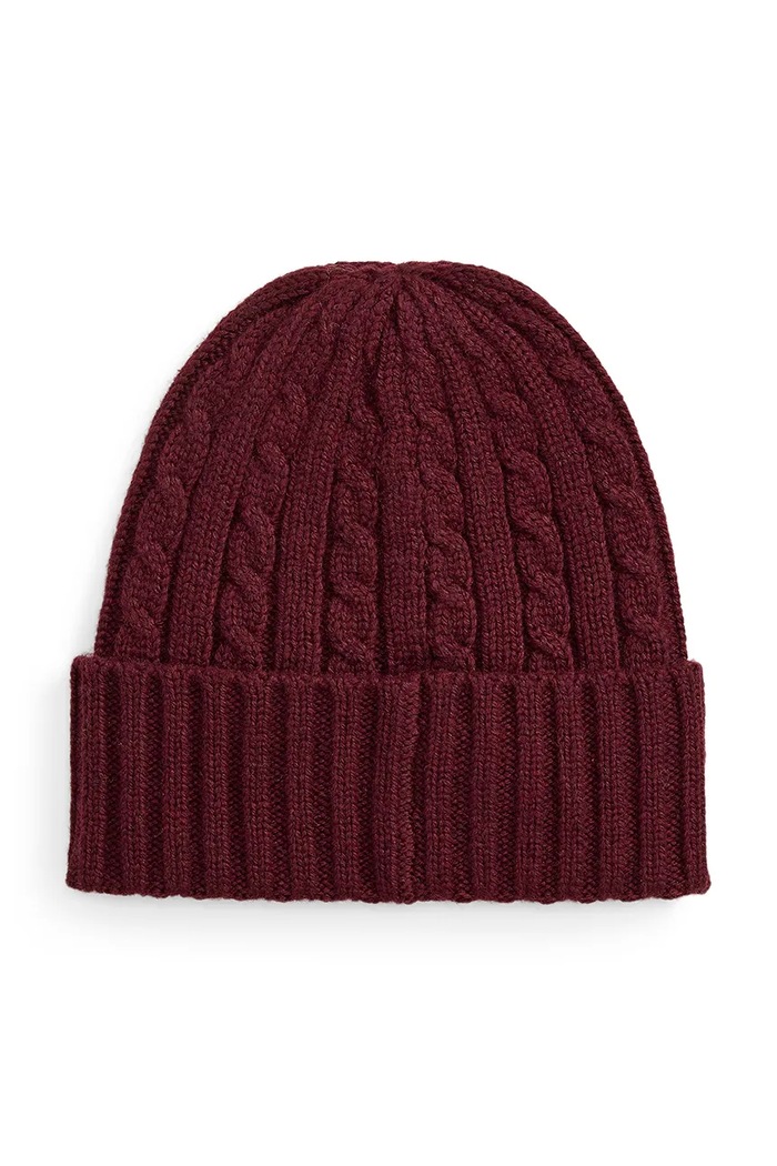 Lauren Ralph Lauren Czapka beanie damska z wełną 454P23505 bordowy AW26