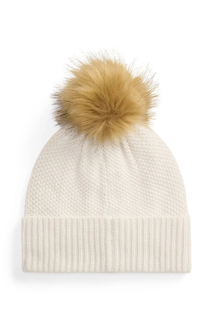 Lauren Ralph Lauren Czapka z pomponem damska z wełną 454P23502 beżowy AW26