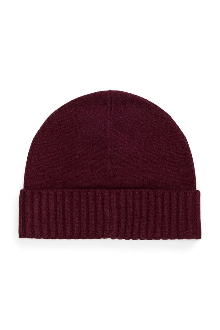 Lauren Ralph Lauren Čepice dámská s příměsí vlny 454P04510 burgundské AW26