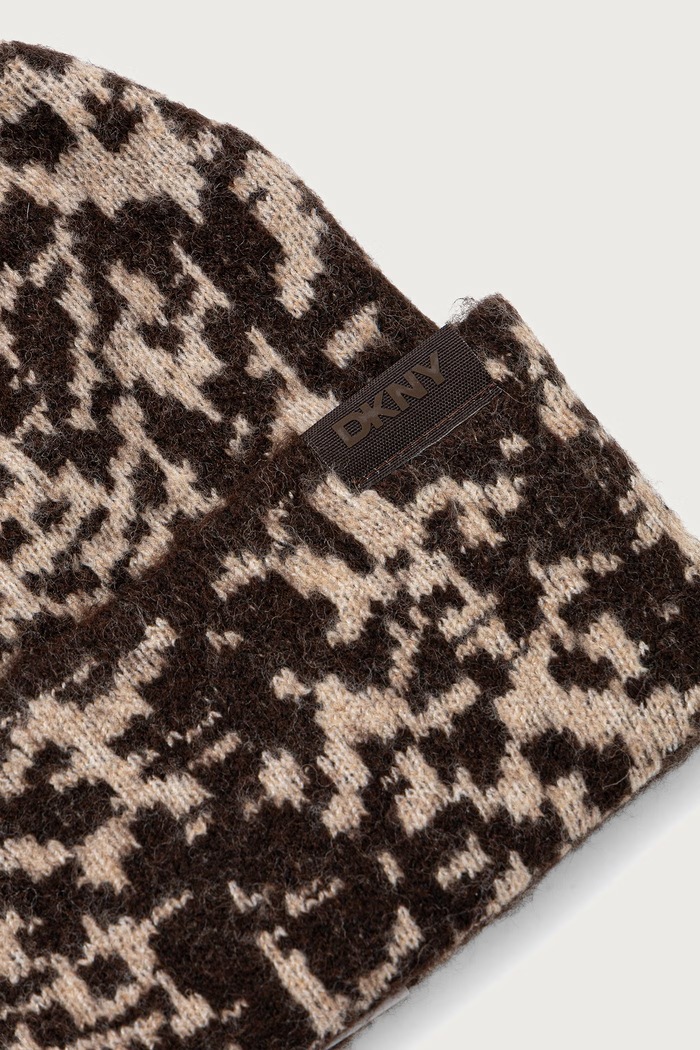 DKNY Czapka z pomponem damska z dodatkiem wełny D6KH1869 brązowy AW26