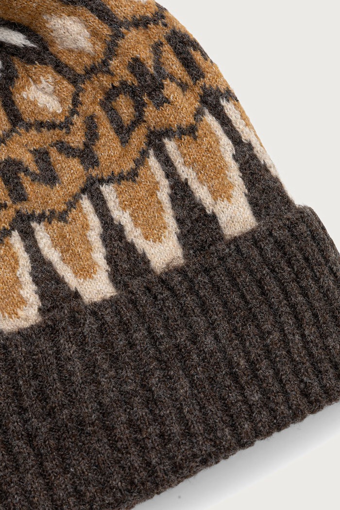 DKNY Czapka z pomponem damska z dodatkiem wełny D6KH1851 brązowy AW26
