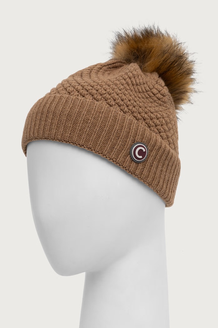 Colmar Czapka z pomponem damska z dodatkiem wełny 48000054E.3XS brązowy AW26