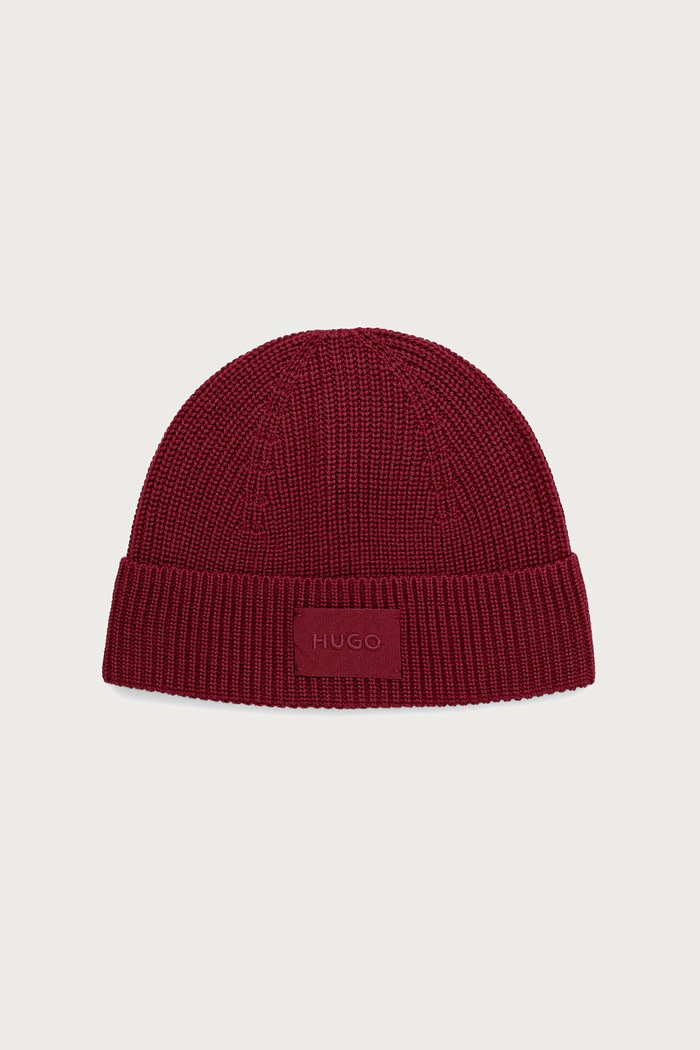 HUGO Czapka beanie damska Sential_2.0_Hat bordowy 50571667