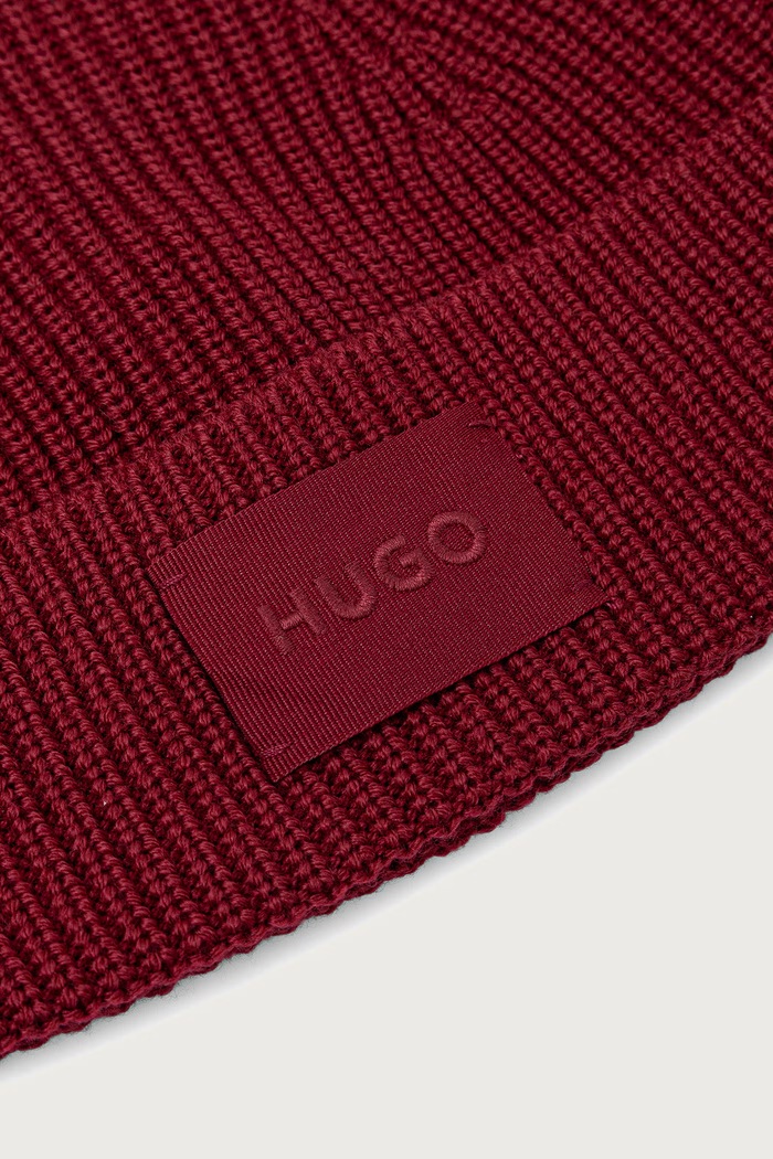 HUGO Czapka beanie damska Sential_2.0_Hat 50571667 bordowy AW26