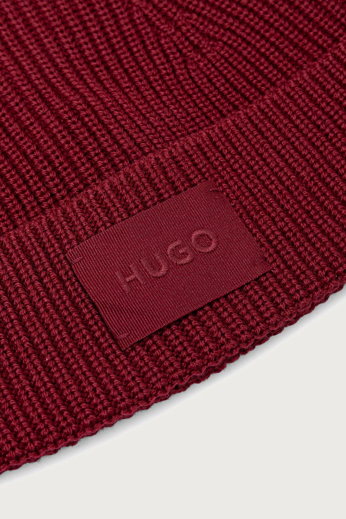 HUGO Czapka beanie damska Sential_2.0_Hat 50571667 bordowy AW26