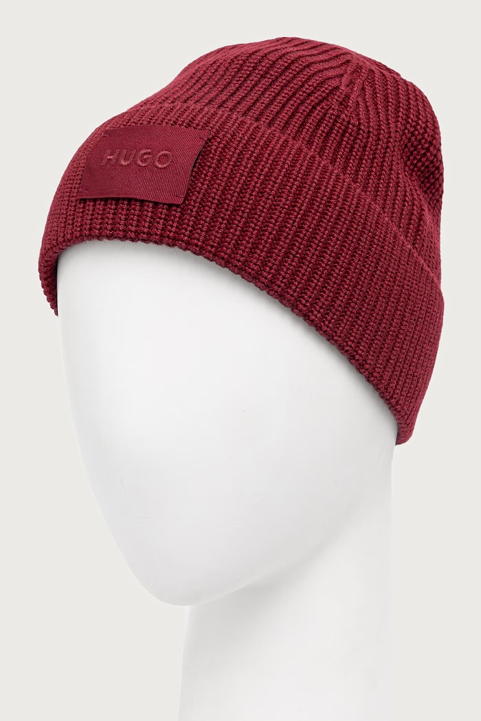 Akcesoria HUGO Czapka beanie damska Sential_2.0_Hat 50571667 bordowy