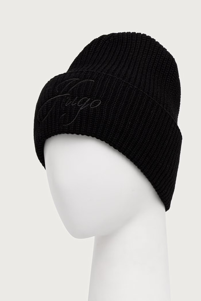HUGO Kapa za žene s dodatkom vune Socialy_2.0_Hat 50571646 crna AW26