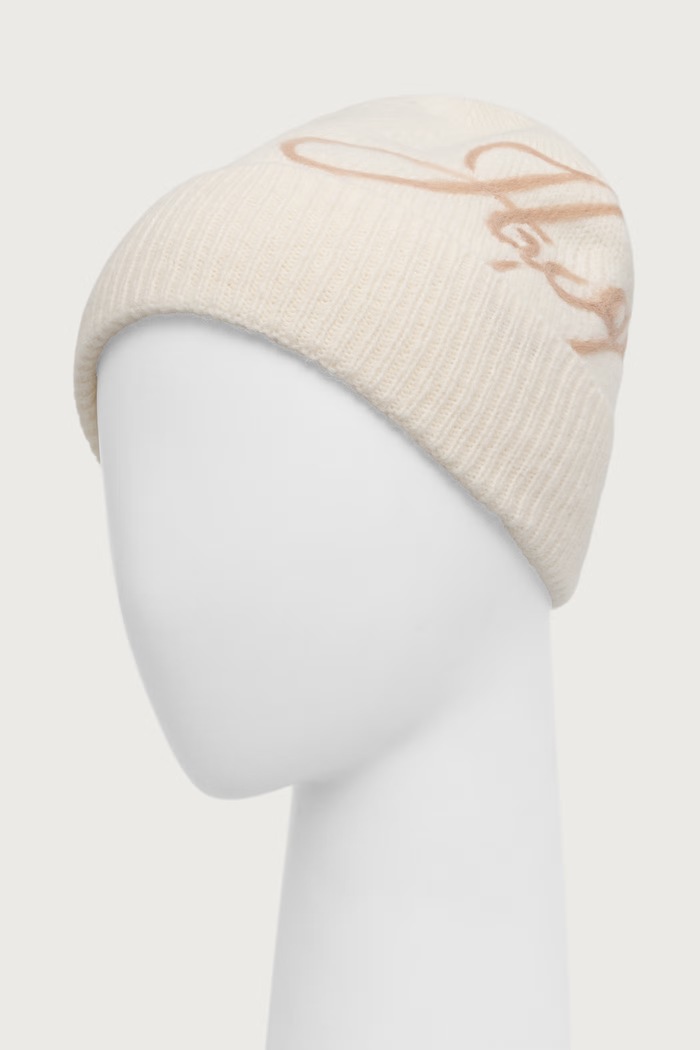 HUGO Czapka beanie damska z wełną Sesperry_Hat 50569947 beżowy AW26