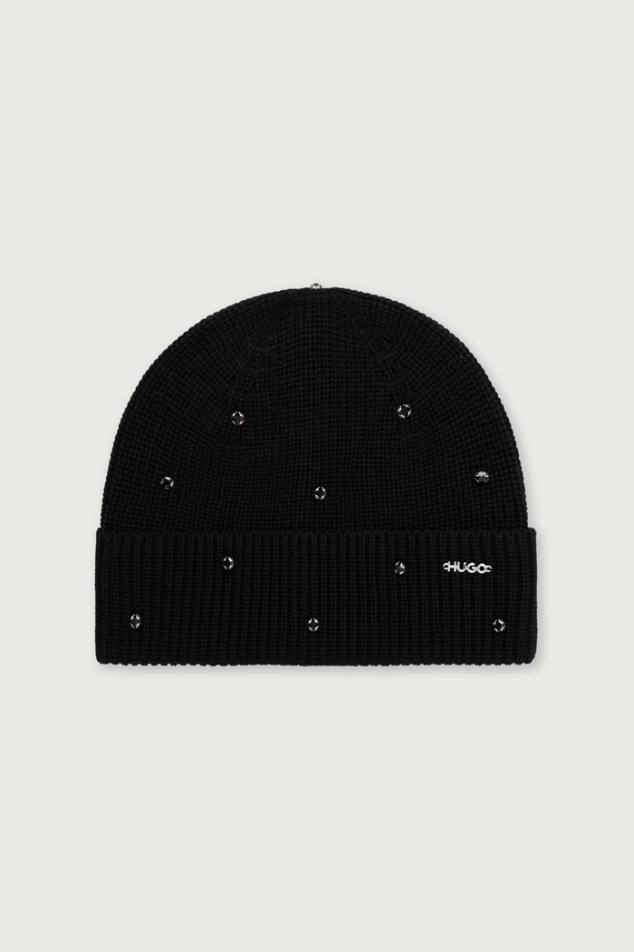 HUGO Beanie kapa za žene Sili_Hat crna 50569489