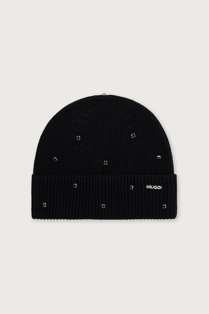 HUGO Beanie kapa za žene Sili_Hat crna 50569489