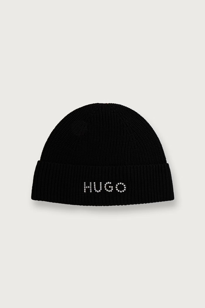 HUGO Шапка дамска от вълнена материя Siro_Hat черен 50569488