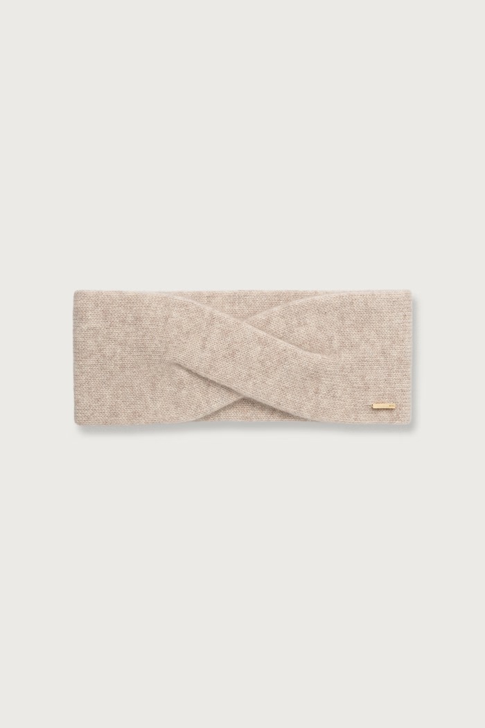 BOSS Opaska na głowę damska kaszmirowa Livia_headband beżowy 50570985