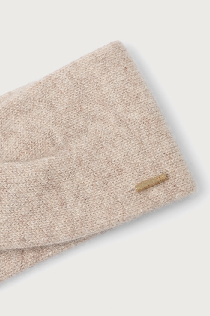BOSS Opaska na głowę damska kaszmirowa Livia_headband 50570985 beżowy AW26