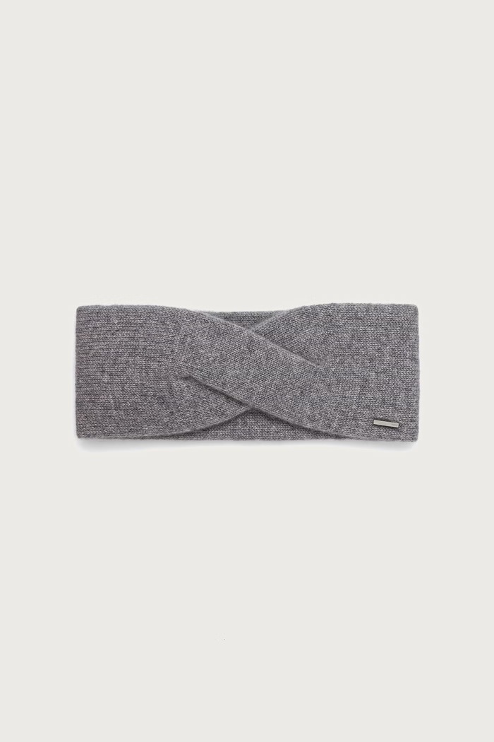 BOSS Opaska na głowę damska kaszmirowa Livia_headband szary 50570985