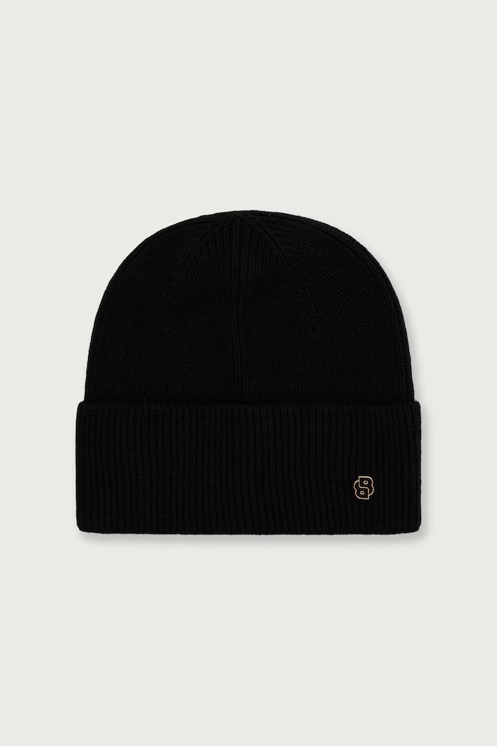 BOSS Beanie kapa za muškarce s dodatkom kašmira Laurie_hat crna 50569793