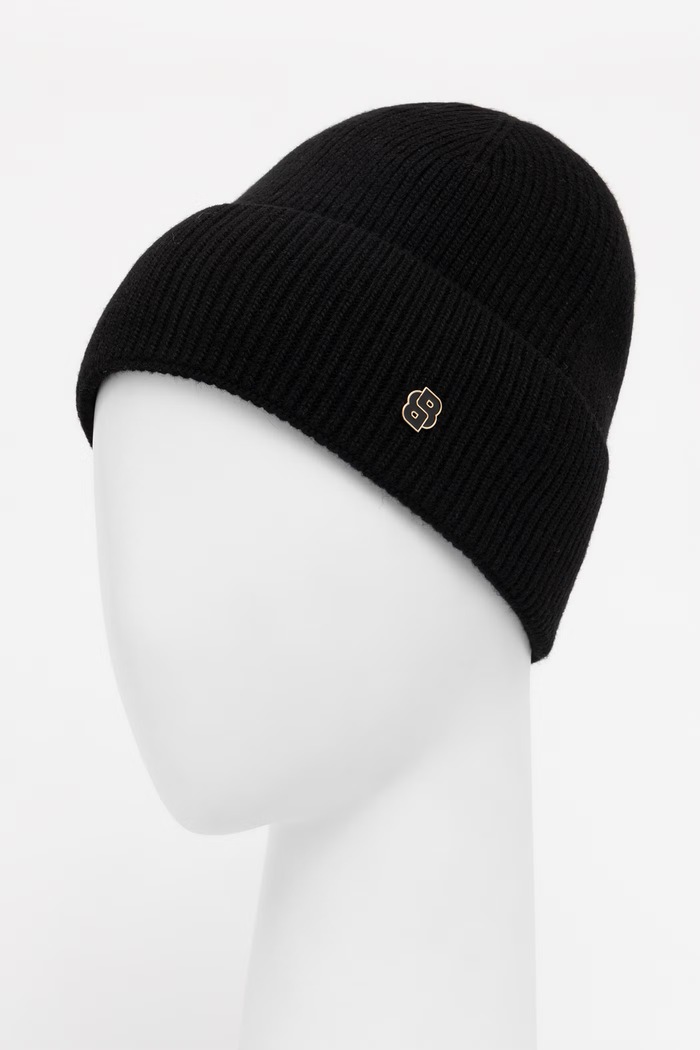 BOSS Beanie kapa za muškarce s dodatkom kašmira Laurie_hat 50569793 crna AW26