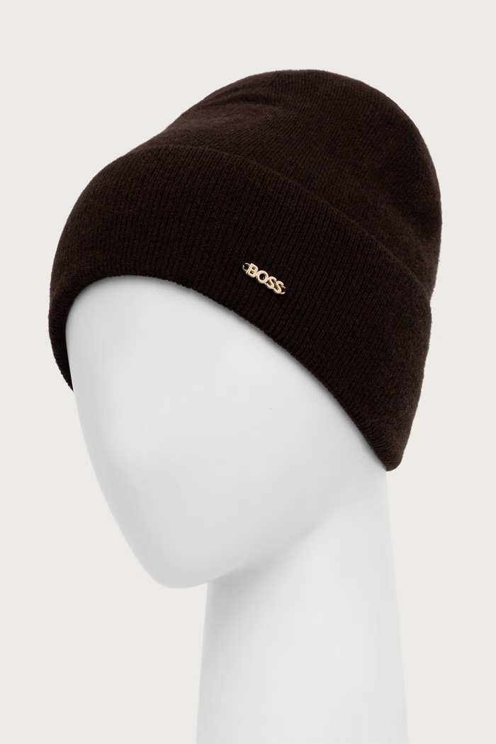 BOSS Pletená čepice dámská vlněná Laris_hat 50569784 hnědá AW26