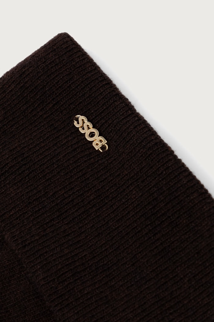 Doplňky BOSS Pletená čepice dámská vlněná Laris_hat 50569784 hnědá
