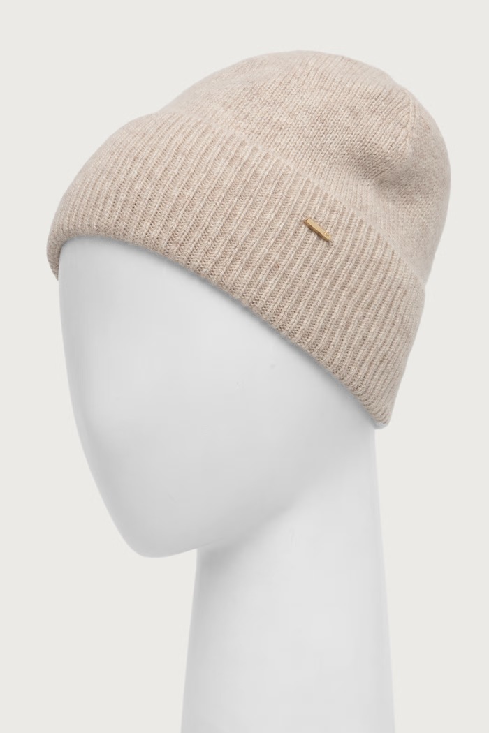 BOSS Czapka damska kaszmirowa Lonesta_hat 50549311 beżowy AW26