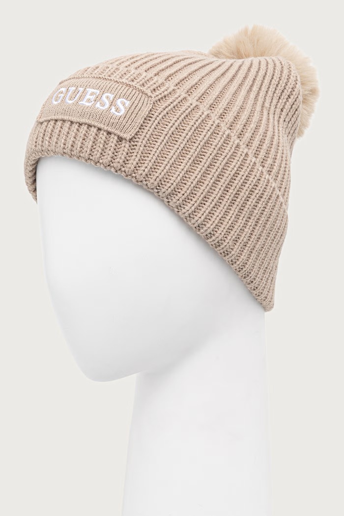Doplnky Guess Čiapka s brmbolcom dámska AMORETTE AW5650.WOL01 béžová