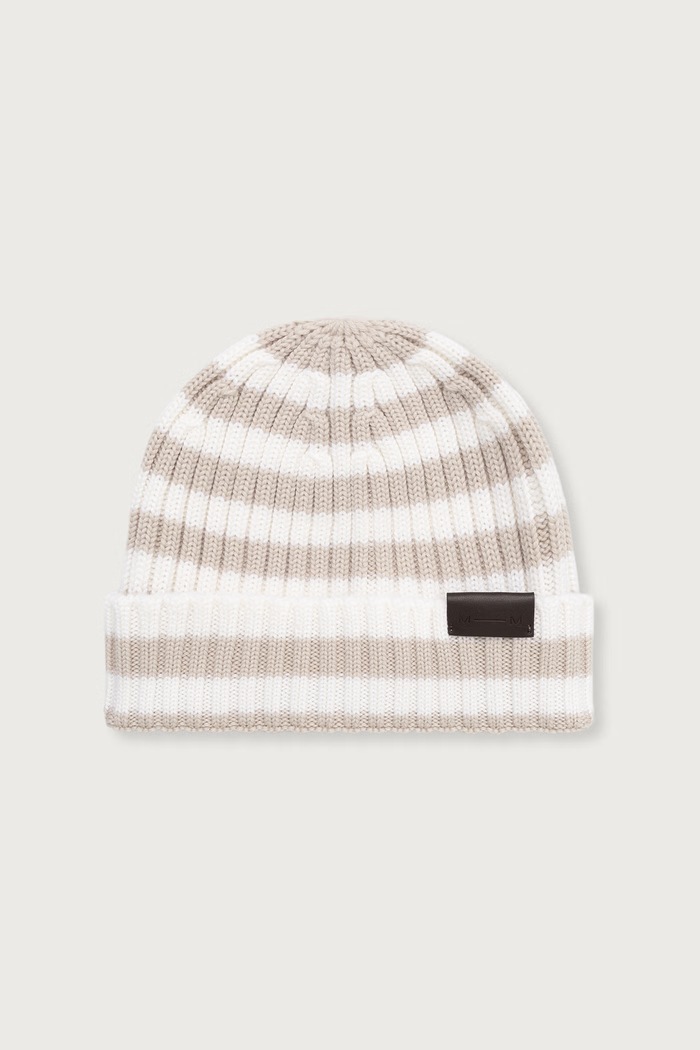 MM by Max Mara Czapka beanie damska wełniana MMLCIVADA beżowy 2626576018600