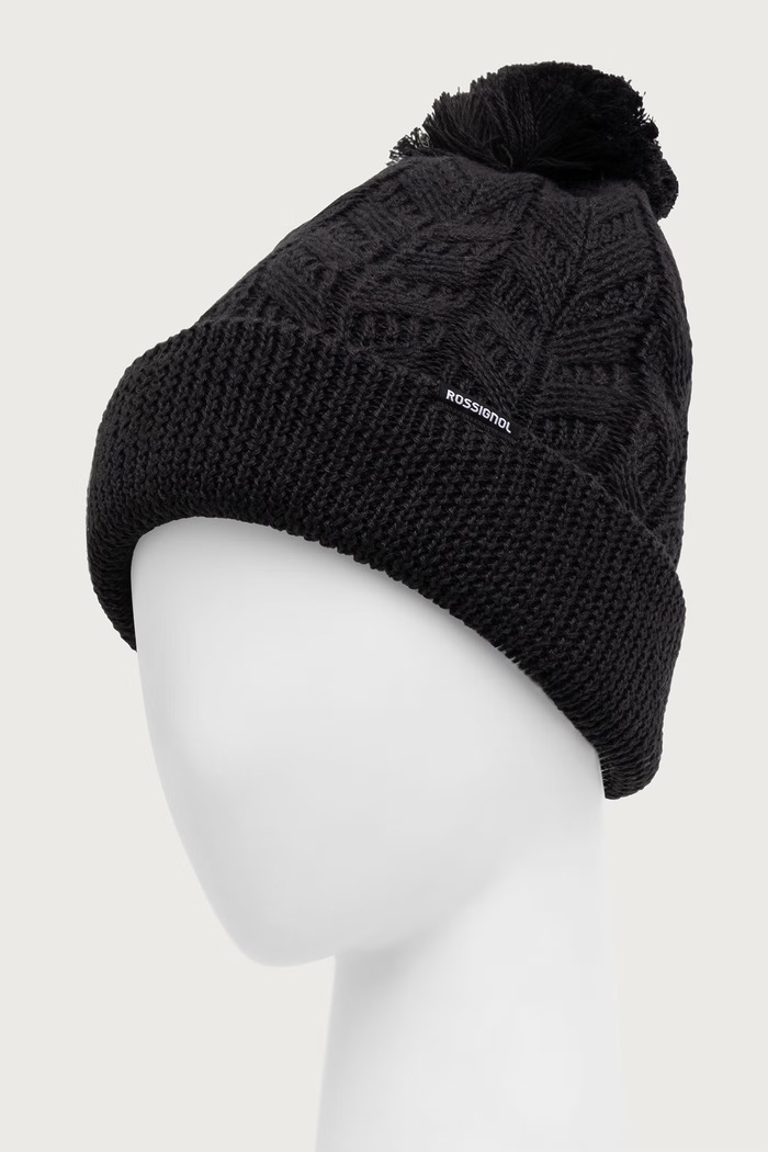 Rossignol Czapka z pomponem damska z dodatkiem wełny RLOWH01 czarny AW26