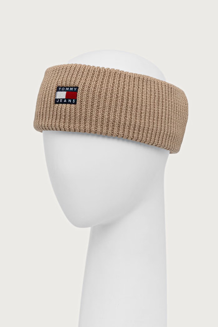 Dodatki Tommy Jeans Trak za glavo ženski bombažni AW0AW18987 bež