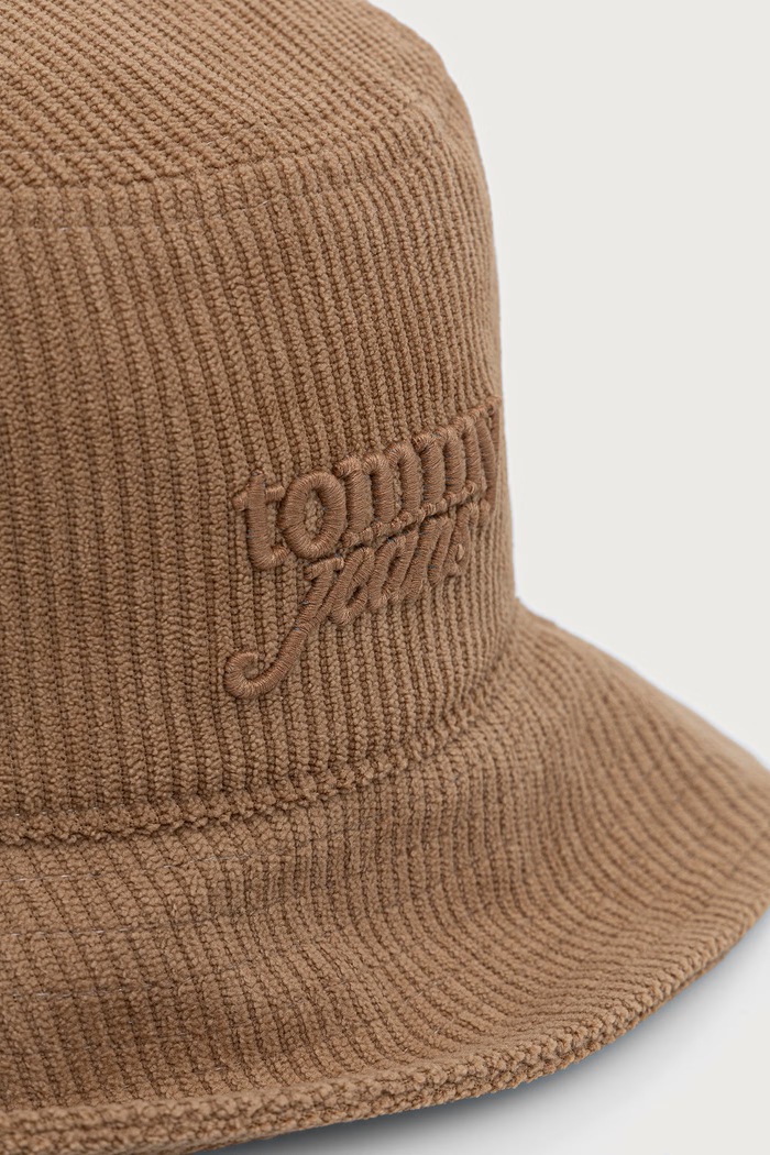 Doplňky Tommy Jeans bucket klobouk dámský manšestrový AW0AW19267 béžová