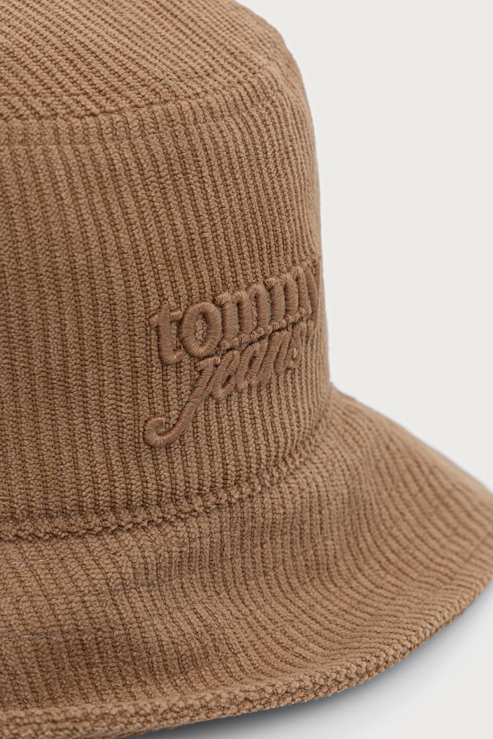 Doplňky Tommy Jeans bucket klobouk dámský manšestrový AW0AW19267 béžová