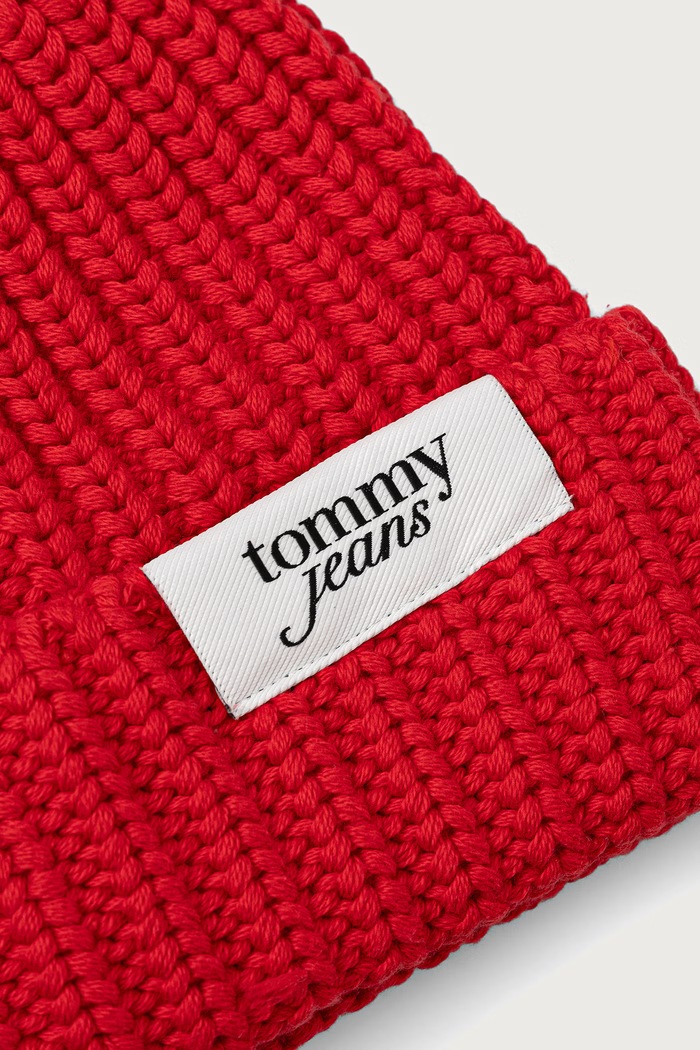 Dodatki Tommy Jeans Kapa ženska bombažna AW0AW18972 rdeča