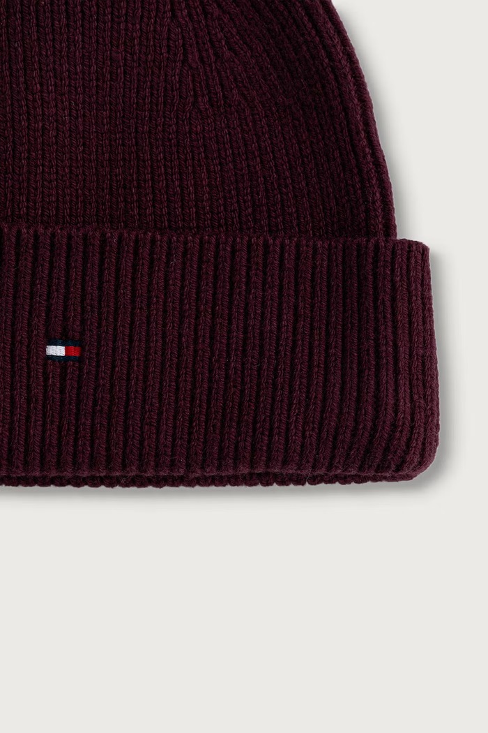 Αξεσουάρ Tommy Hilfiger Σκουφάκι και κασκόλ γυναικείο από πρόσμιξη μαλλιού AW0AW19136 μπορντό
