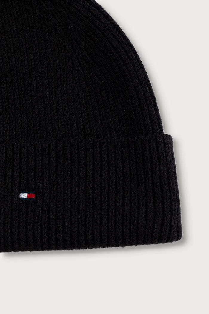 Αξεσουάρ Tommy Hilfiger Σκουφάκι και κασκόλ γυναικείο από πρόσμιξη μαλλιού AW0AW19136 μαύρο
