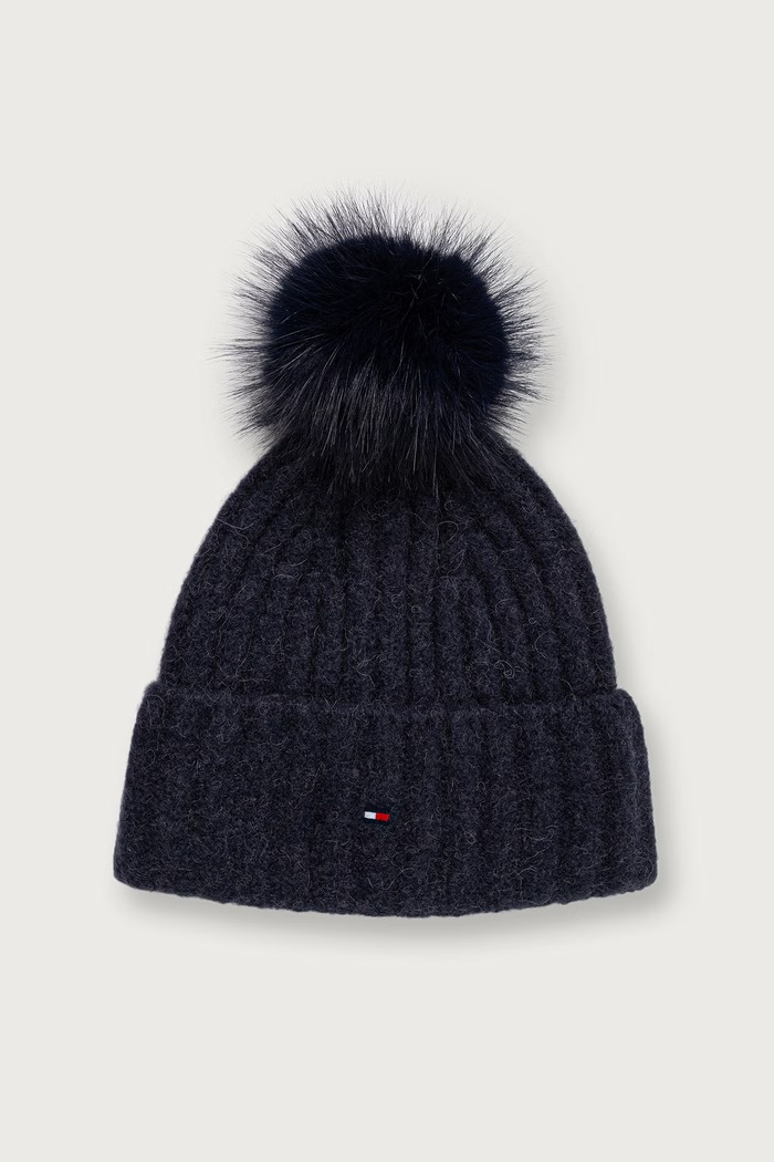 Tommy Hilfiger Czapka z pomponem damska z dodatkiem wełny granatowy AW0AW19330