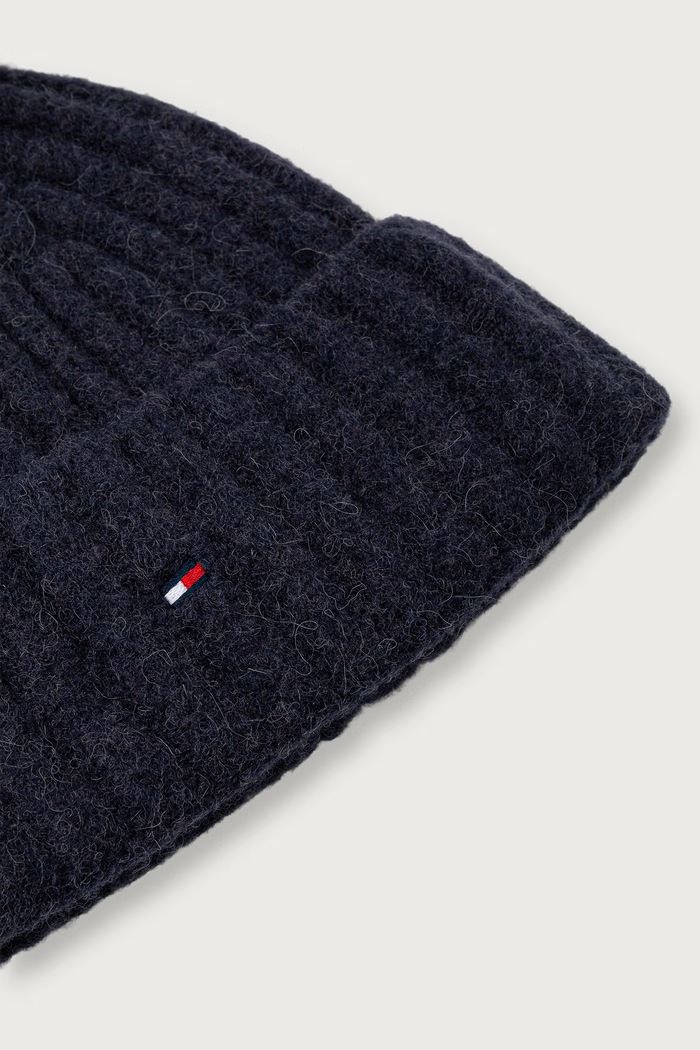Akcesoria Tommy Hilfiger Czapka z pomponem damska z dodatkiem wełny AW0AW19330 granatowy