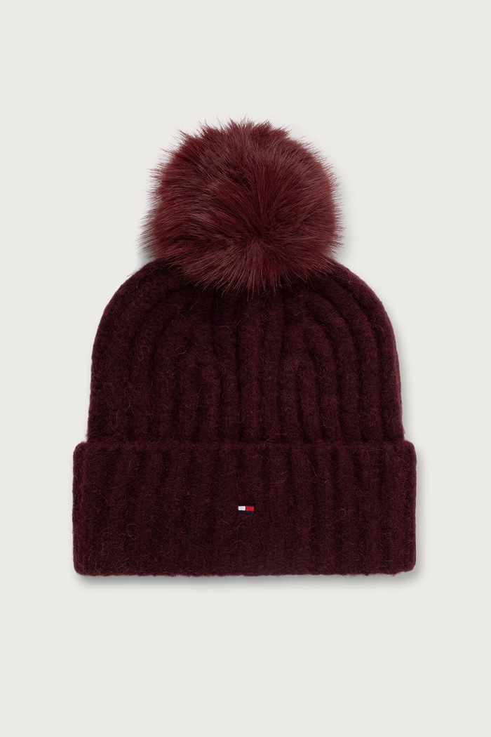 Tommy Hilfiger Kapa s cofom ženska z dodatkom volne bordo AW0AW19330