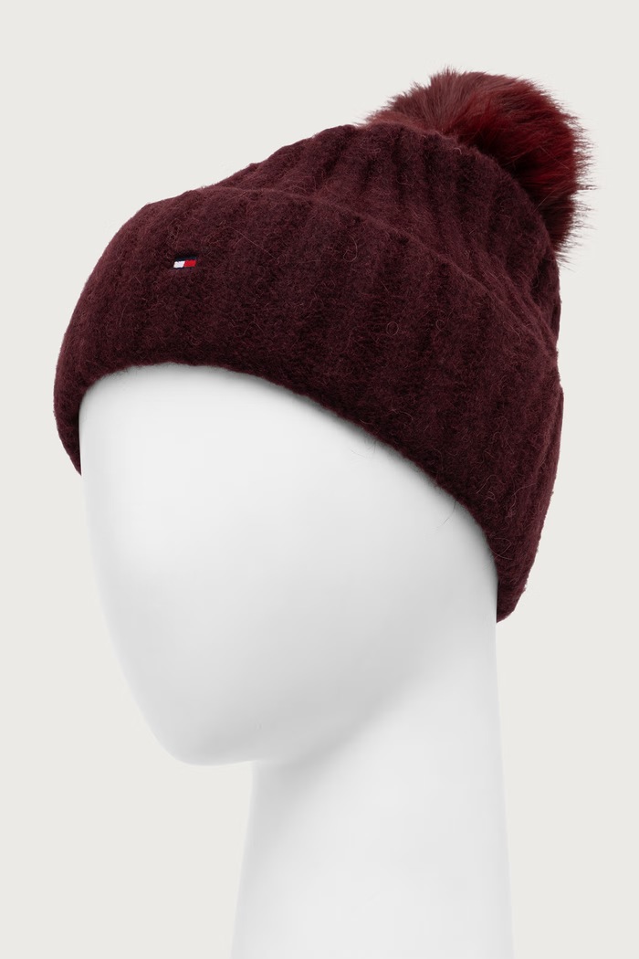 Tommy Hilfiger Kapa s cofom ženska z dodatkom volne AW0AW19330 bordo AW26