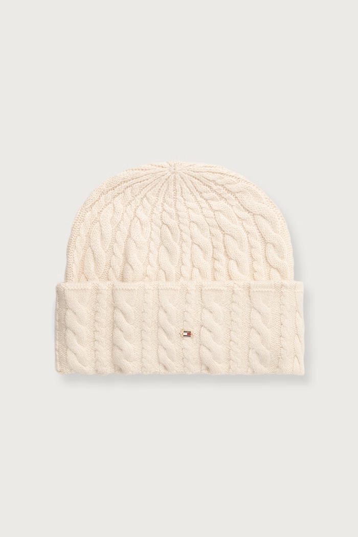 Tommy Hilfiger Beanie kapa ženska s vunom bež AW0AW19111