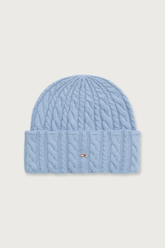 Tommy Hilfiger Čiapka beanie dámska s vlnou modrá AW0AW19111