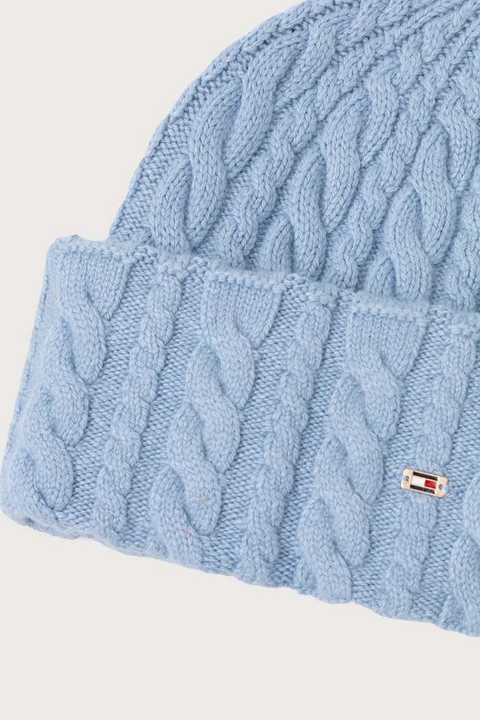 Doplnky Tommy Hilfiger Čiapka beanie dámska s vlnou AW0AW19111 modrá