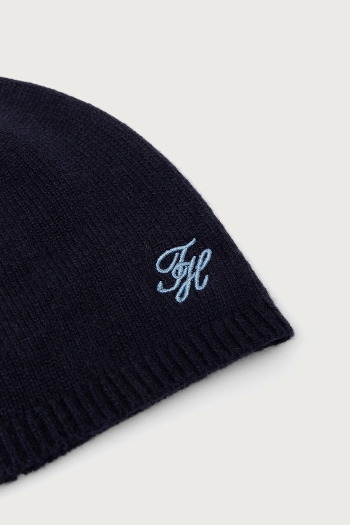 Akcesoria Tommy Hilfiger Czapka damska wełniana AW0AW19105 granatowy