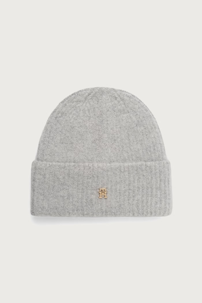 Tommy Hilfiger Beanie kapa ženska s vunom siva AW0AW19104