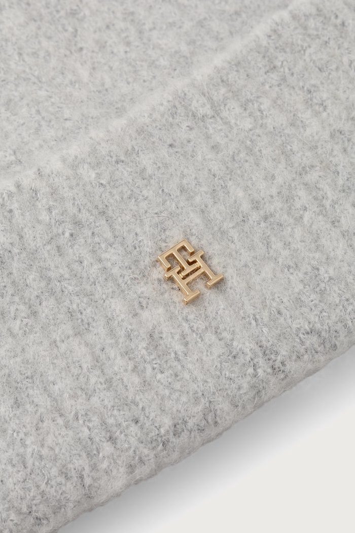 Dodaci Tommy Hilfiger Beanie kapa ženska s vunom AW0AW19104 siva
