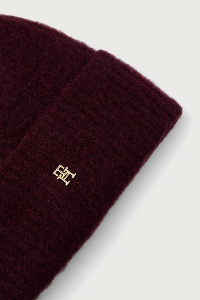 Dodaci Tommy Hilfiger Beanie kapa ženska s vunom AW0AW19104 bordo