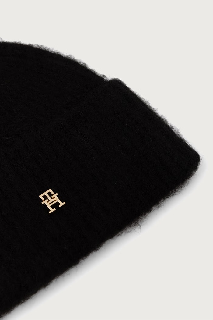 Akcesoria Tommy Hilfiger Czapka beanie damska z wełną AW0AW19104 czarny