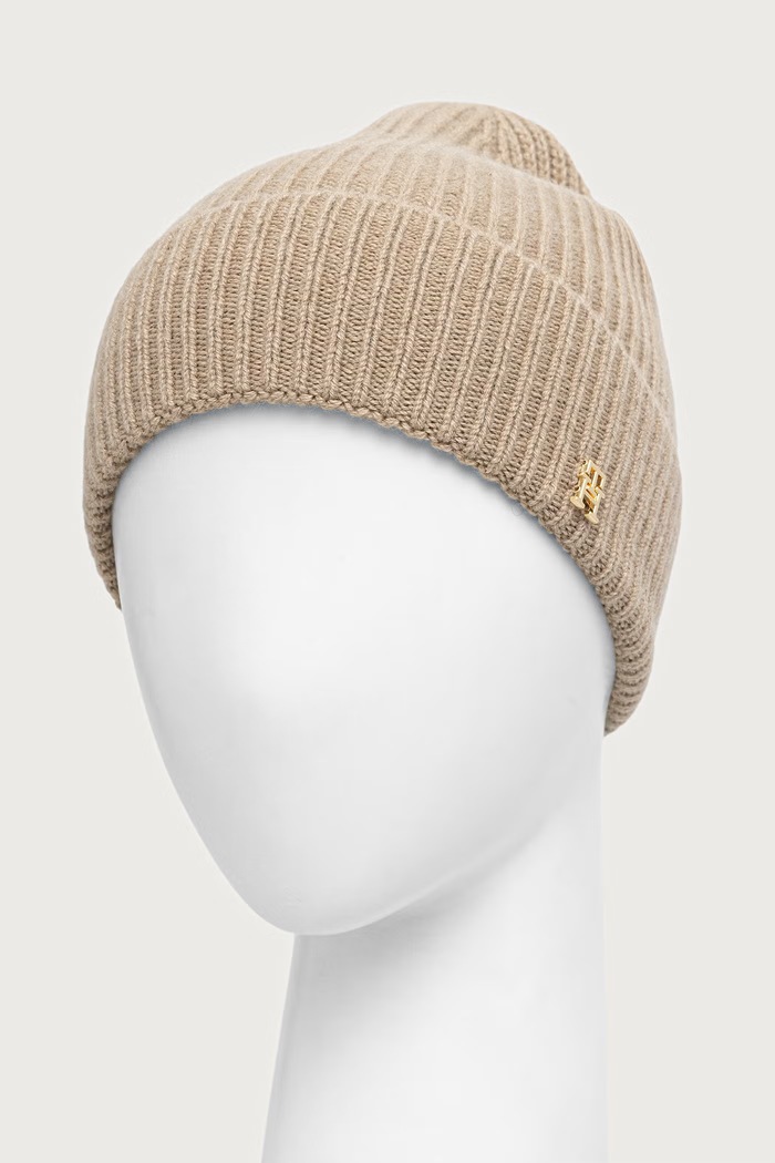 Tommy Hilfiger czapka damska kaszmirowa AW0AW19098 beżowy AW26