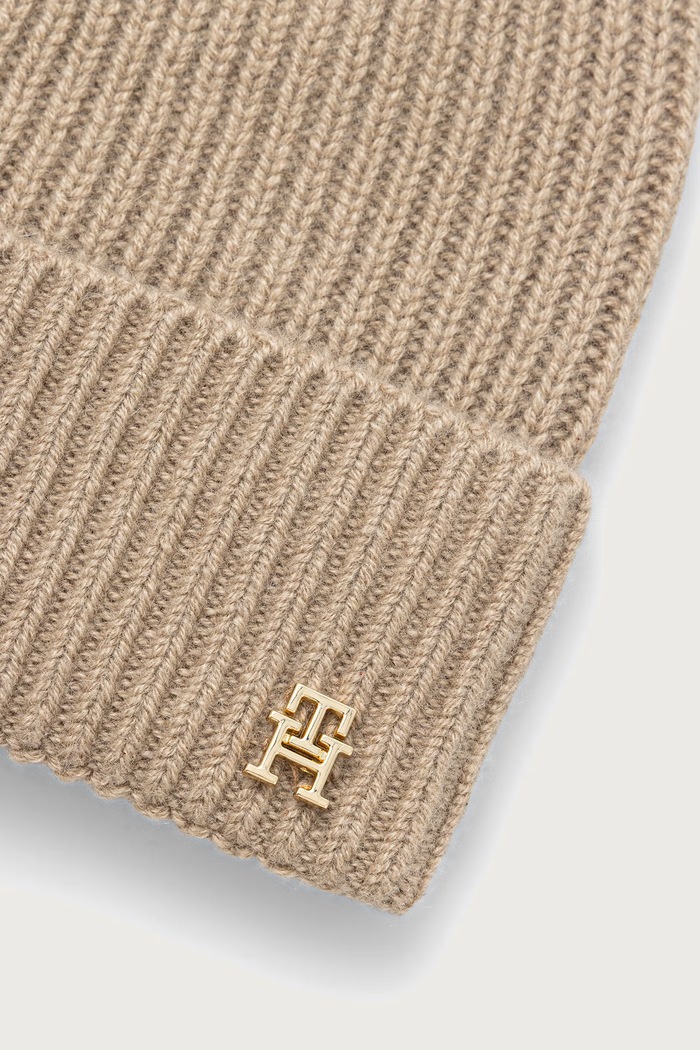 Akcesoria Tommy Hilfiger czapka damska kaszmirowa AW0AW19098 beżowy