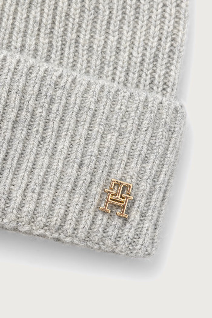 Akcesoria Tommy Hilfiger czapka damska kaszmirowa AW0AW19098 szary