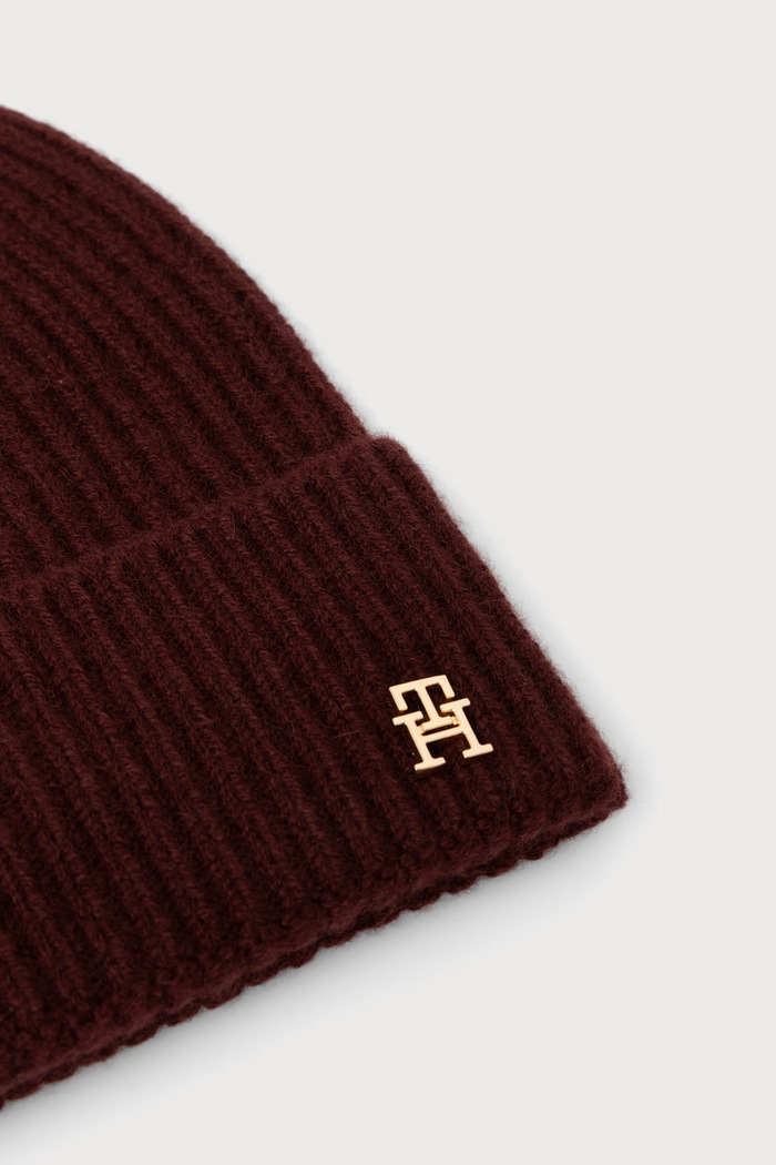 Akcesoria Tommy Hilfiger Czapka damska kaszmirowa AW0AW19098 bordowy