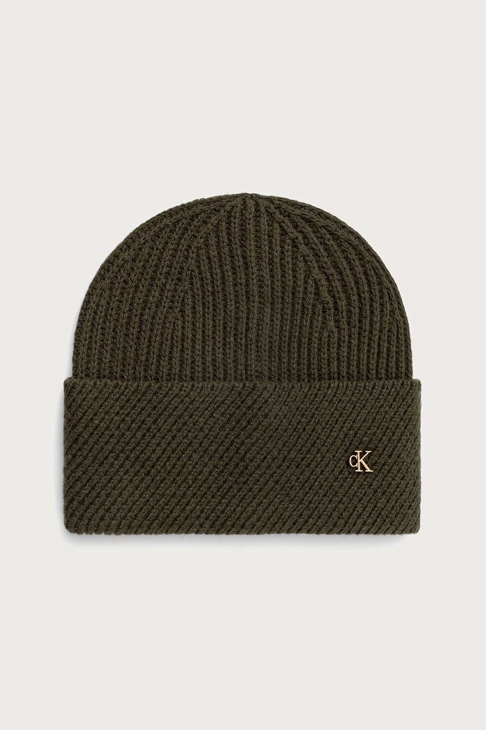 Calvin Klein Kapa za žene s vunom zelena LV04F8118G