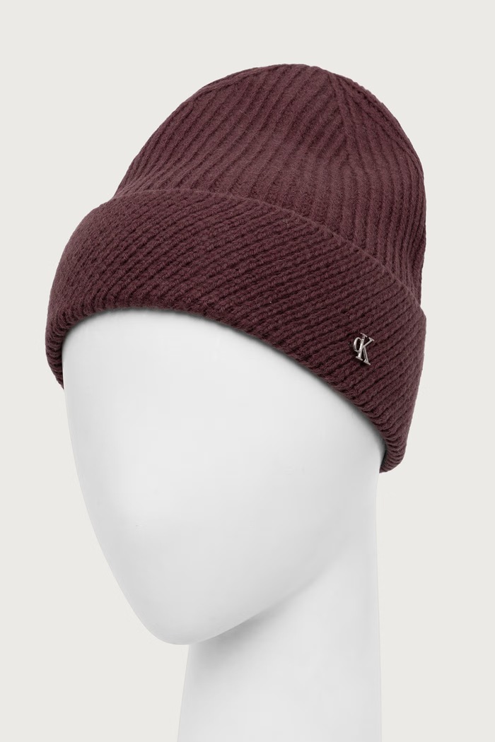 Akcesoria Calvin Klein Czapka damska z wełną LV04F8118G bordowy